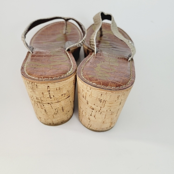 Sam Edelman‎ Natural Romy Wedge Leather Sandals - Picture 4 of 8